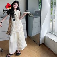 愤怒的小鸟 ANGRY BIRDS 女童连衣裙套装2025中大童高级穿搭重工刺绣上衣百褶半