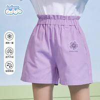 班尼路女童短裤夏季女孩洋气花苞腰短款裤子儿童夏装纯棉透气五分裤外穿 白/TB拿花小熊K 150
