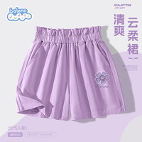 班尼路女童短裤夏季女孩洋气花苞腰短款裤子儿童夏装纯棉透气五分裤外穿 牛仔蓝/BN花朵k 160