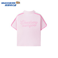 Skechers斯凯奇儿童针织短袖POLO衫女童休闲卡通印花四季通用L225G031