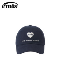 EMISemis棒球帽心形徽章鸭舌帽爱心帽休闲百搭时尚软顶大头围藏青色