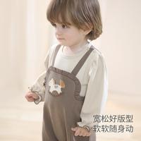 宝宝春装2025女宝春款衣服假两件背带卫衣哈衣婴儿春季连体衣