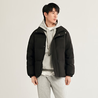 雪中飞 SNOWFLYING【鹅绒】秋冬新款保暖舒适时尚胸标立领护颈短款宽松羽绒服情侣