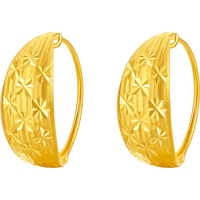 周六福5G工艺黄金耳环女车花素圈生日礼物计价A0913146 一对 约2.08g
