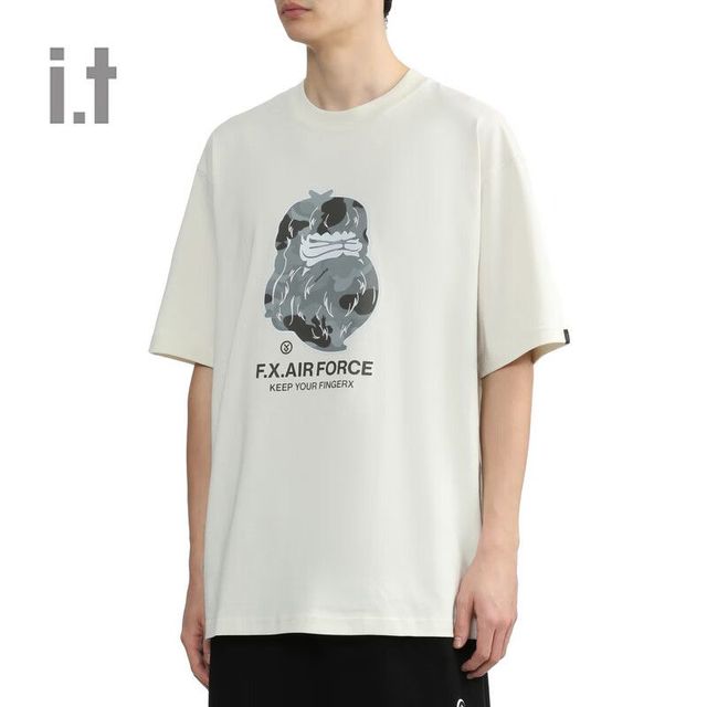 fingercroxx 潮牌 男士短袖T恤 猿人头印花 100%纯棉