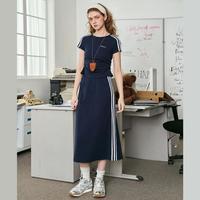 撞色字母高腰显瘦T恤半身裙2025夏季舒适休闲女式套装