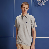 Champion冠军POLO衫男2025夏季刺绣草写翻领短袖女机能休闲潮 深灰色