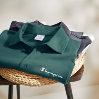 Champion冠军POLO衫男2025夏季刺绣草写翻领短袖女机能休闲潮 XL 白色