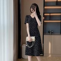 2025年夏装大码女装气质V领裙子胖妹妹印花时尚连衣裙