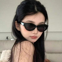 洁然 韩系辣妹猫眼墨镜女款高级感2025新款复古太阳镜防紫外线欧美潮酷