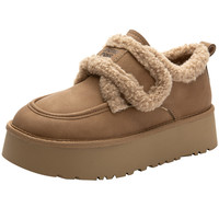 大东勃肯雪地靴女款2025冬季加绒加厚保暖棉鞋女厚底毛毛鞋子 35