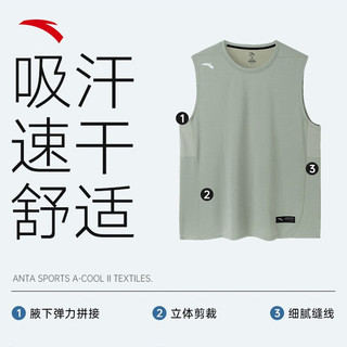 安踏（ANTA）吸湿速干运动健身背心男冰丝凉感透气坎肩夏季马拉松跑步无袖T恤 【升级版吸湿速干】豆灰色-1 L L/男175