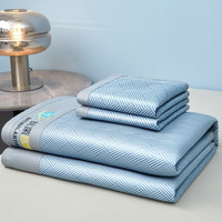途波列凉感冰丝凉席碳光席空调软席冰丝席三件套 HT-思绪/静谧蓝-床席款 200cm*220cm /三件套