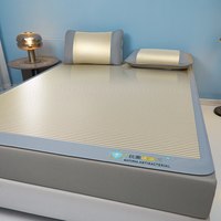 途波列凉感冰丝凉席碳光席空调软席冰丝席三件套 HT-素夏/星光银-床笠款 90cm*200cm /两件套