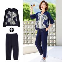 春装时尚减龄晨练运动服套装中年女装棒球服春秋季上下两件套