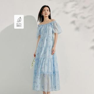 莱赛尔欧若风法式刺绣连衣裙女2025夏季高级感度假松弛感长裙