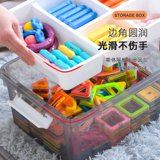 禧天龙 双层分隔 儿童玩具收纳箱  2个 5格双层分隔 烟熏灰 中号 1个