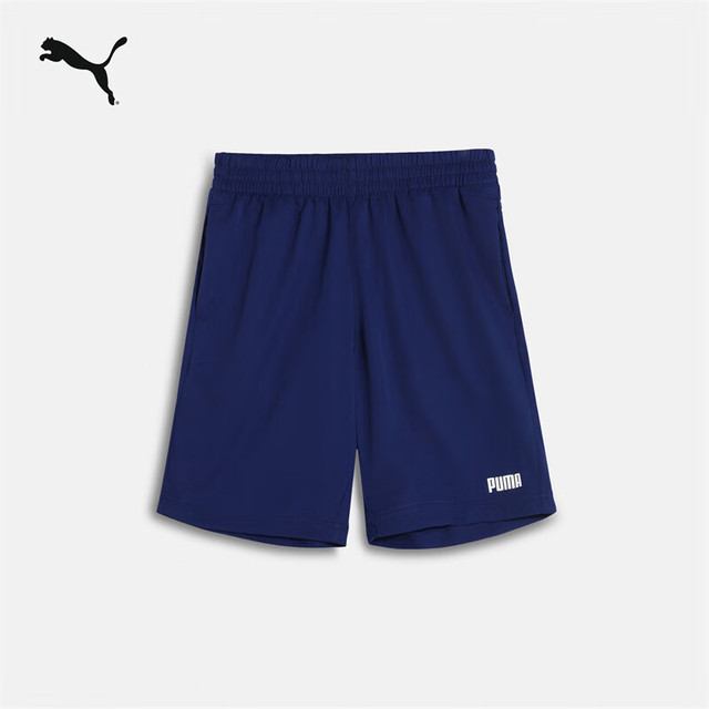 今日必买：PUMA 宽松直筒印花休闲短裤男夏季健身运动裤五分裤690282 电子蓝-12 S (170/70A)