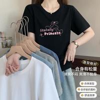 【100%纯棉】纯棉t恤女短袖女上衣半袖印花宽松女式打底衫女