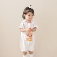 婴儿哈衣初生儿假两件爬爬服夏季短袖新生儿连体衣6个月宝宝衣服
