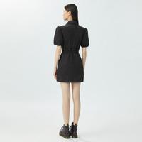 女装泡泡袖牛仔裙短裙收腰A字连衣裙