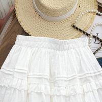 【碎花荷叶边半身裙】2025夏装新女士松紧高腰拼接短款A字裙