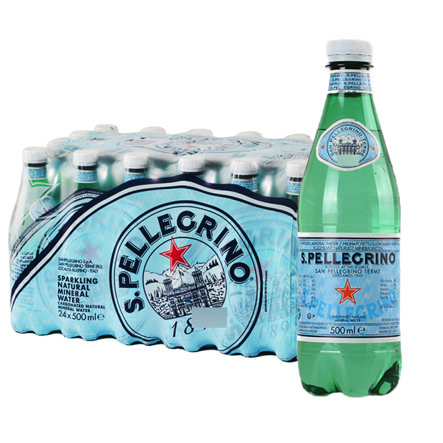 圣培露 矿泉水进口气泡水意大利进口含汽水 500ml瓶*24塑料瓶