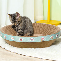 派阿哥猫抓板窝碗形大号猫抓盆不掉屑猫窝宠物猫玩具瓦楞纸猫爪板 60CM椭圆麻布