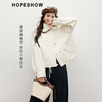 红袖文艺慵懒风衣春季2025女装抽绳落肩立领宽松休闲百搭短外套 米010 XL