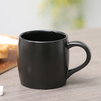 千度尚品 TDH001 陶瓷杯 带托垫勺子 500mL 亚光黑色单杯