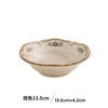 CIUZAN 喜佑见 复古手绘粗陶钵碗 饭盘 13.5cm 棕色 植物花卉 日式