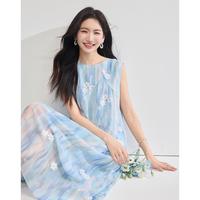 【海洋之心】幻彩渐变裙子中长款女夏季度假风清爽无袖连衣裙
