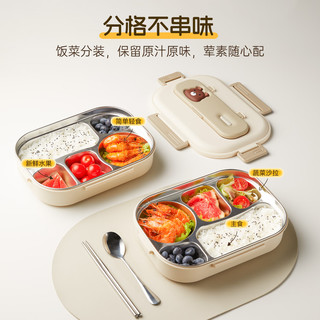 述屋说304不锈钢饭盒餐盒小学生饭盒 上班族分格保温微波炉便当盒五格