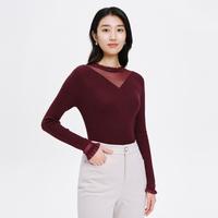 春夏长袖百搭优雅针织上衣法式弹力舒适打底衫针织衫绵羊毛衫女