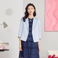 2025夏季养眼蓝调薄款七分袖上镜职场极简质感穿搭小西装