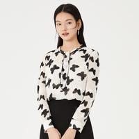 春夏蝴蝶衬衫衬衣女别致上衣薄款法式时尚职场短款