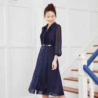 【腰带仅拍摄】春秋衬衫连衣裙女中长款职业气质时尚优雅轻奢裙子