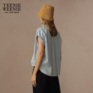 Teenie Weenie【亚麻】小熊女装衬衫2025夏季简约休闲无袖衬衣 浅蓝色 L