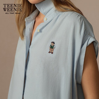 Teenie Weenie【亚麻】小熊女装衬衫2025夏季简约休闲无袖衬衣 浅蓝色 L