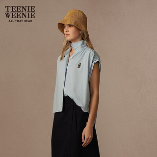 Teenie Weenie【亚麻】小熊女装衬衫2025夏季简约休闲无袖衬衣 浅蓝色 L