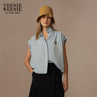 Teenie Weenie【亚麻】小熊女装衬衫2025夏季简约休闲无袖衬衣 浅蓝色 L