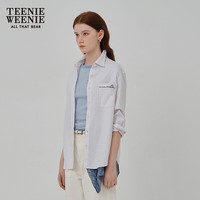 Teenie Weenie小熊女装衬衫2025春季新款刺绣简约休闲舒适长袖衬衣
