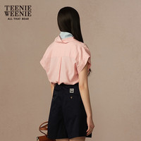 Teenie Weenie【亚麻】小熊女装衬衫2025夏季简约休闲无袖衬衣 中粉色 XS
