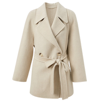 三彩2024冬季新款全羊毛双面呢大衣毛呢外套宽松中长小个子女   155/80A