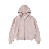 NORYBRAND 基础简约花纱面料拉链短款卫衣Cleanfit 休闲帽衫上衣 花纱白色 XL