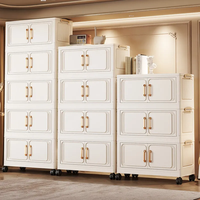 懒人空间客厅收纳柜多层移动储物柜折叠收纳柜75CM厨房收纳柜架置物架 68cm轻奢透茶 四层