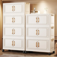 懒人空间客厅收纳柜多层移动储物柜折叠收纳柜75CM厨房收纳柜架置物架 60cm轻奢纯白 三层