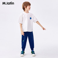 马拉丁童装儿童裤子24夏装男童女童大童棉质透气户外针织长裤 浅杂灰