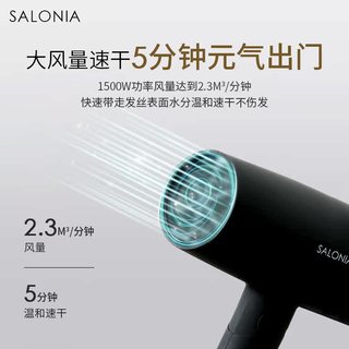  SALONIA 恒温护发 负离子吹风机  黑