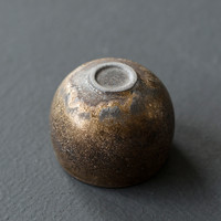 古石尊 仿古鎏金茶杯粗陶手工品茗杯日式窑变茶盏茶具杯子主人杯 鎏金 圆弧杯